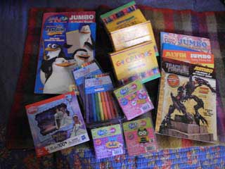 picture of donated books and toys